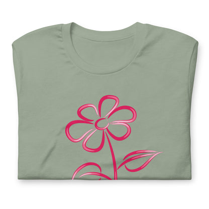Fuchsia Flower Line Art Graphic Tee - Premium Cotton T-Shirt