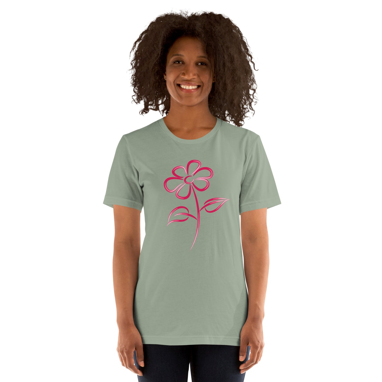 Fuchsia Flower Line Art Graphic Tee - Premium Cotton T-Shirt