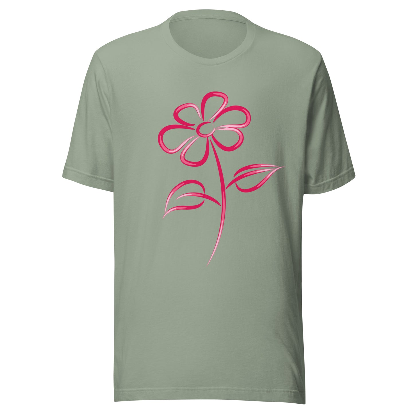 Fuchsia Flower Line Art Graphic Tee - Premium Cotton T-Shirt