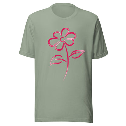 Fuchsia Flower Line Art Graphic Tee - Premium Cotton T-Shirt