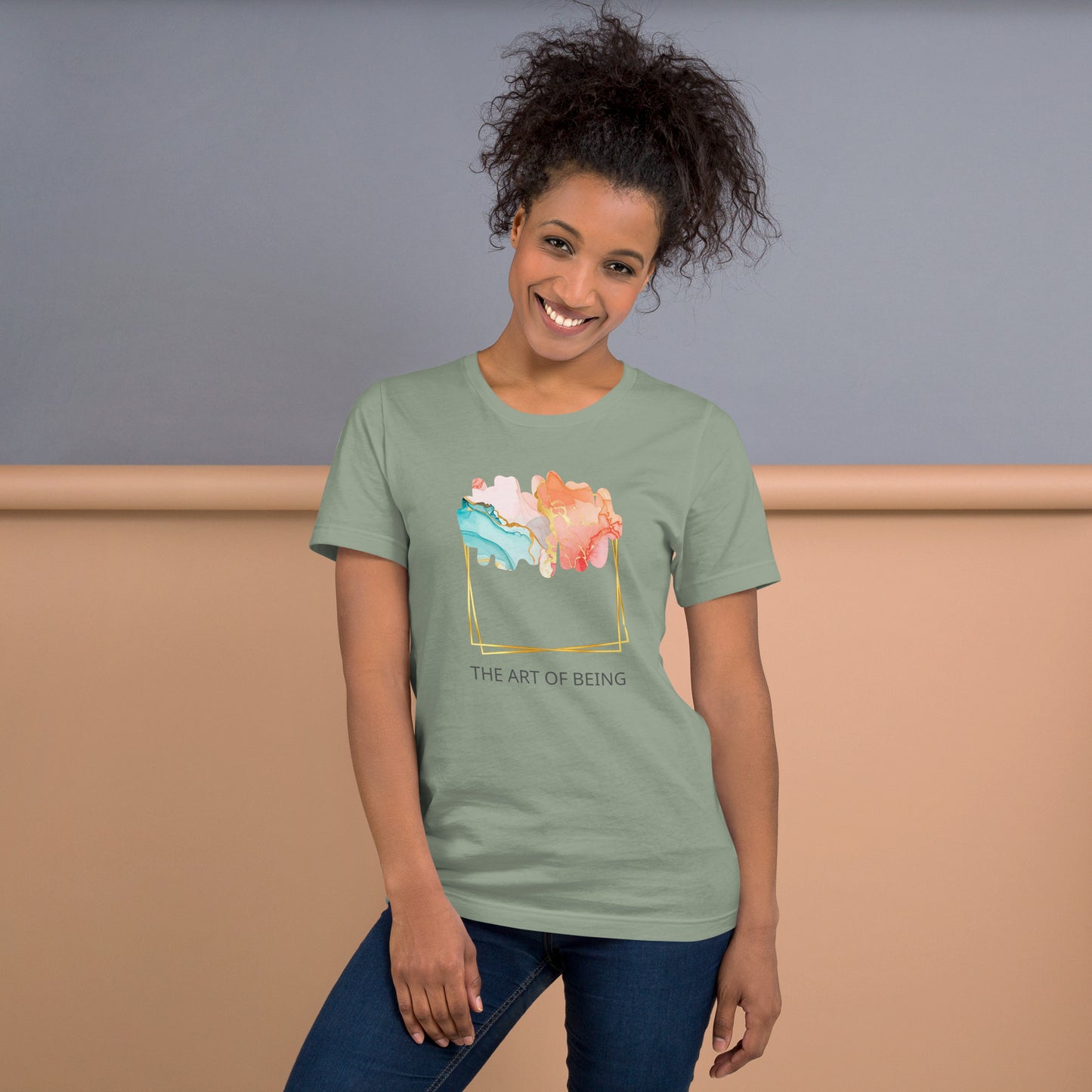 Luxe Abstract Marble Print Tee with Inspirational Quote | Elegant Boho-Chic Top