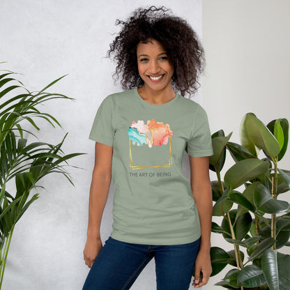Luxe Abstract Marble Print Tee with Inspirational Quote | Elegant Boho-Chic Top