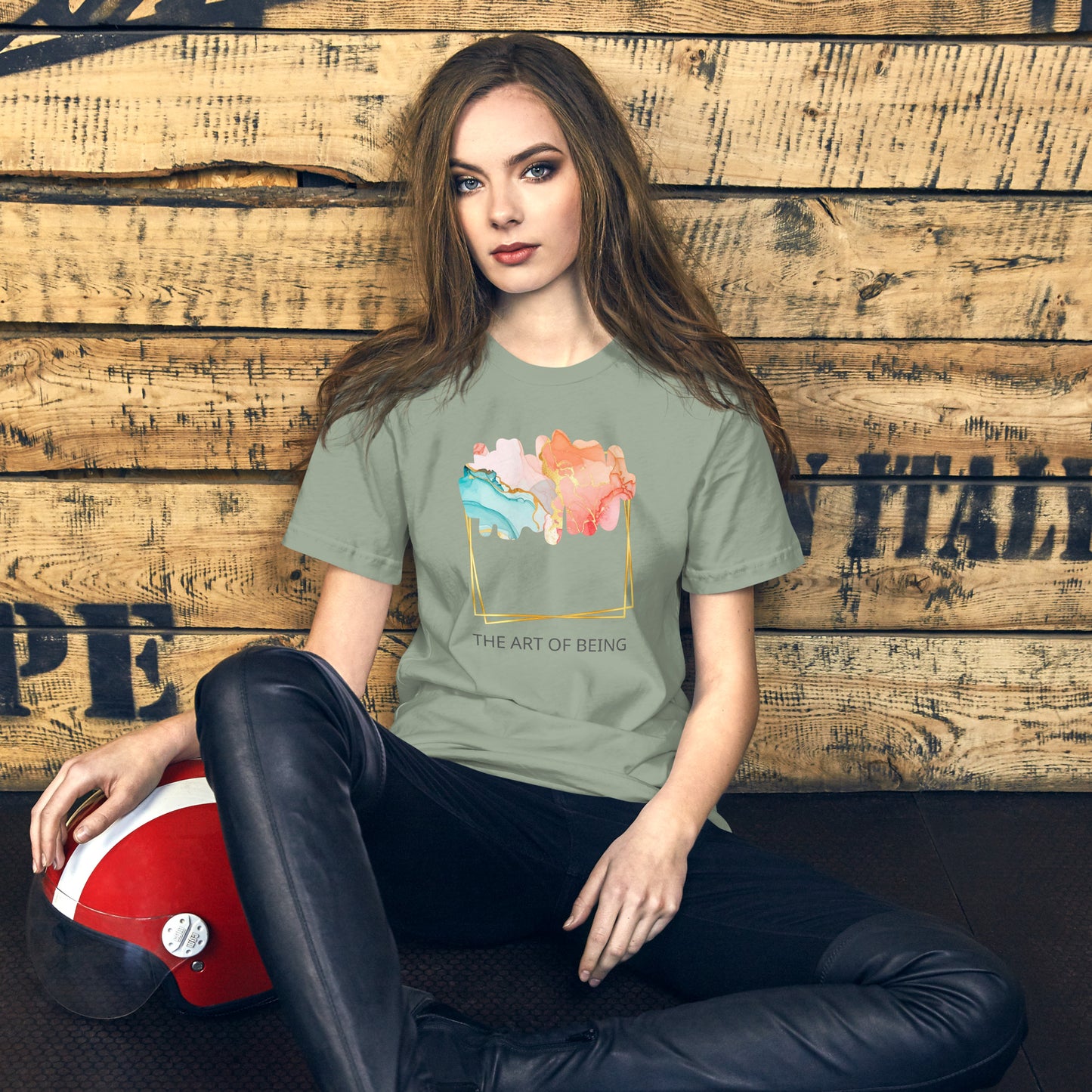 Luxe Abstract Marble Print Tee with Inspirational Quote | Elegant Boho-Chic Top