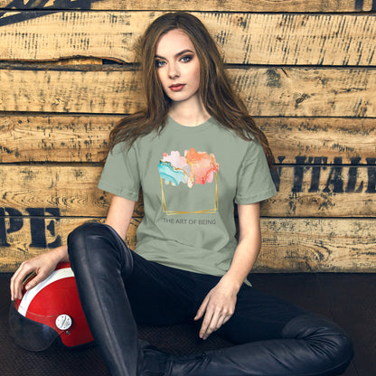 Luxe Abstract Marble Print Tee with Inspirational Quote | Elegant Boho-Chic Top