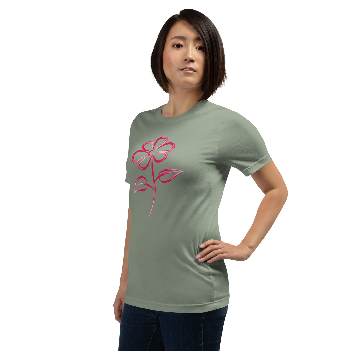 Fuchsia Flower Line Art Graphic Tee - Premium Cotton T-Shirt