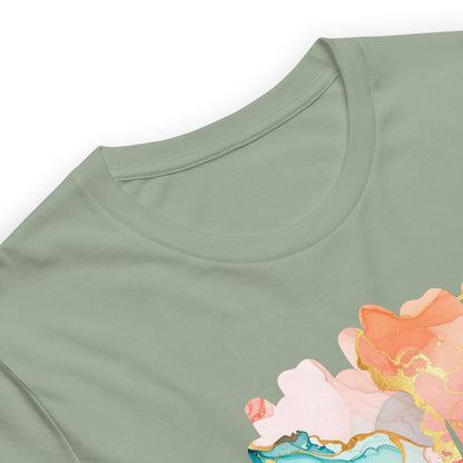 Luxe Abstract Marble Print Tee with Inspirational Quote | Elegant Boho-Chic Top