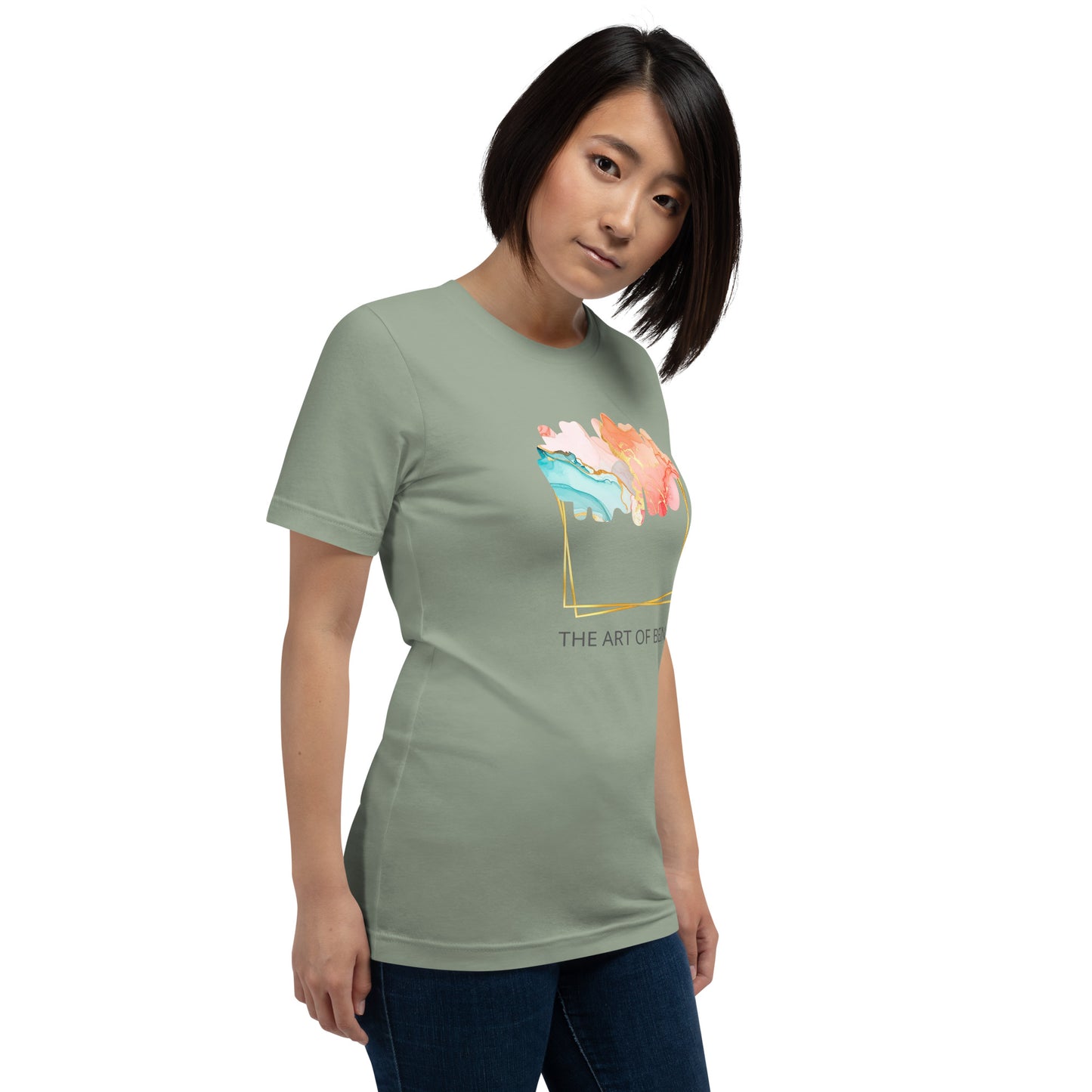 Luxe Abstract Marble Print Tee with Inspirational Quote | Elegant Boho-Chic Top