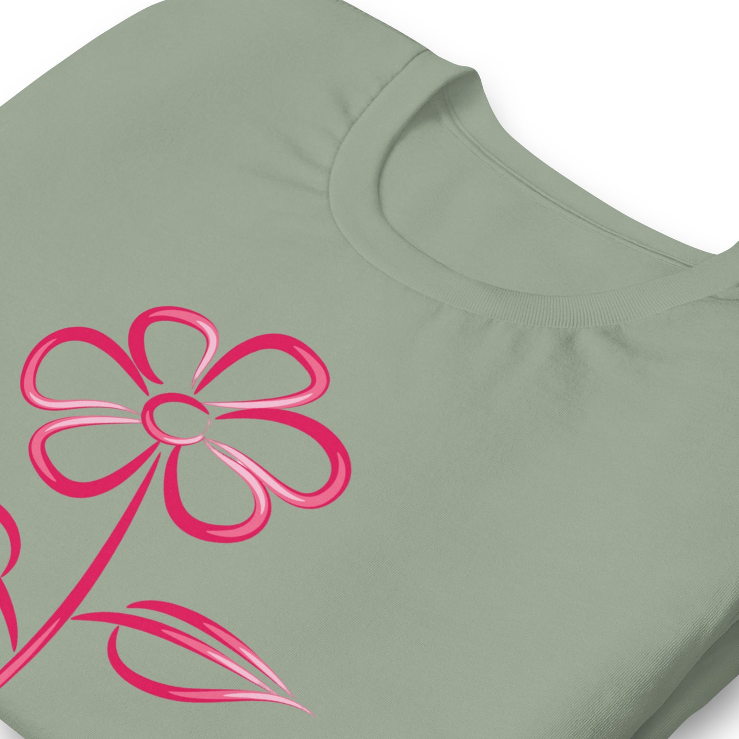 Fuchsia Flower Line Art Graphic Tee - Premium Cotton T-Shirt