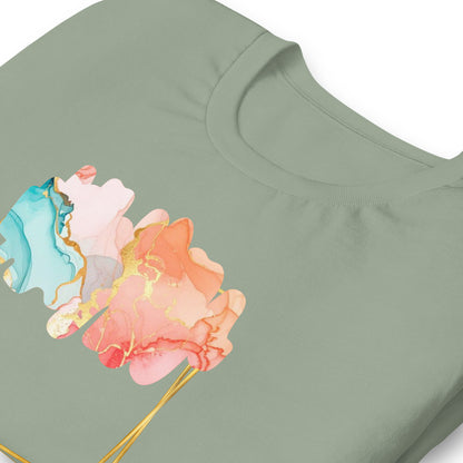 Luxe Abstract Marble Print Tee with Inspirational Quote | Elegant Boho-Chic Top