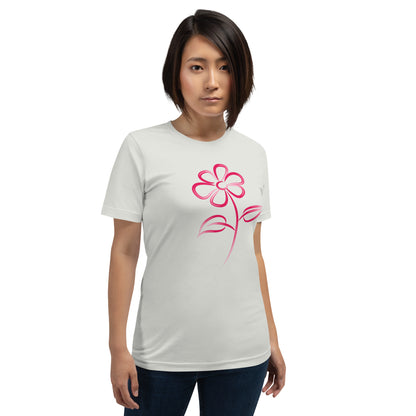 Fuchsia Flower Line Art Graphic Tee - Premium Cotton T-Shirt