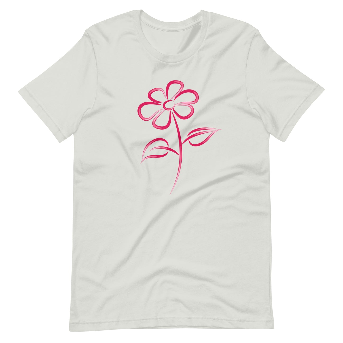 Fuchsia Flower Line Art Graphic Tee - Premium Cotton T-Shirt