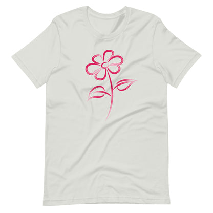 Fuchsia Flower Line Art Graphic Tee - Premium Cotton T-Shirt