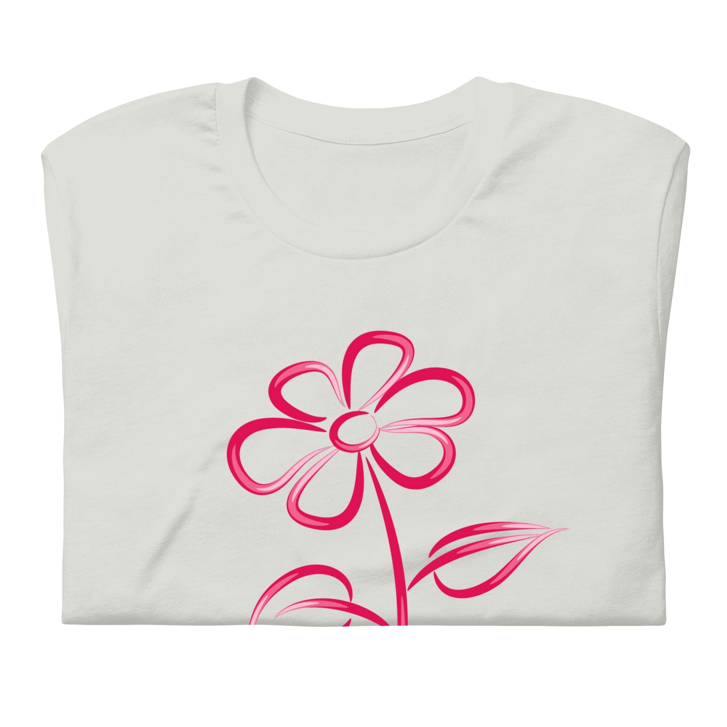 Fuchsia Flower Line Art Graphic Tee - Premium Cotton T-Shirt