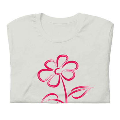 Fuchsia Flower Line Art Graphic Tee - Premium Cotton T-Shirt