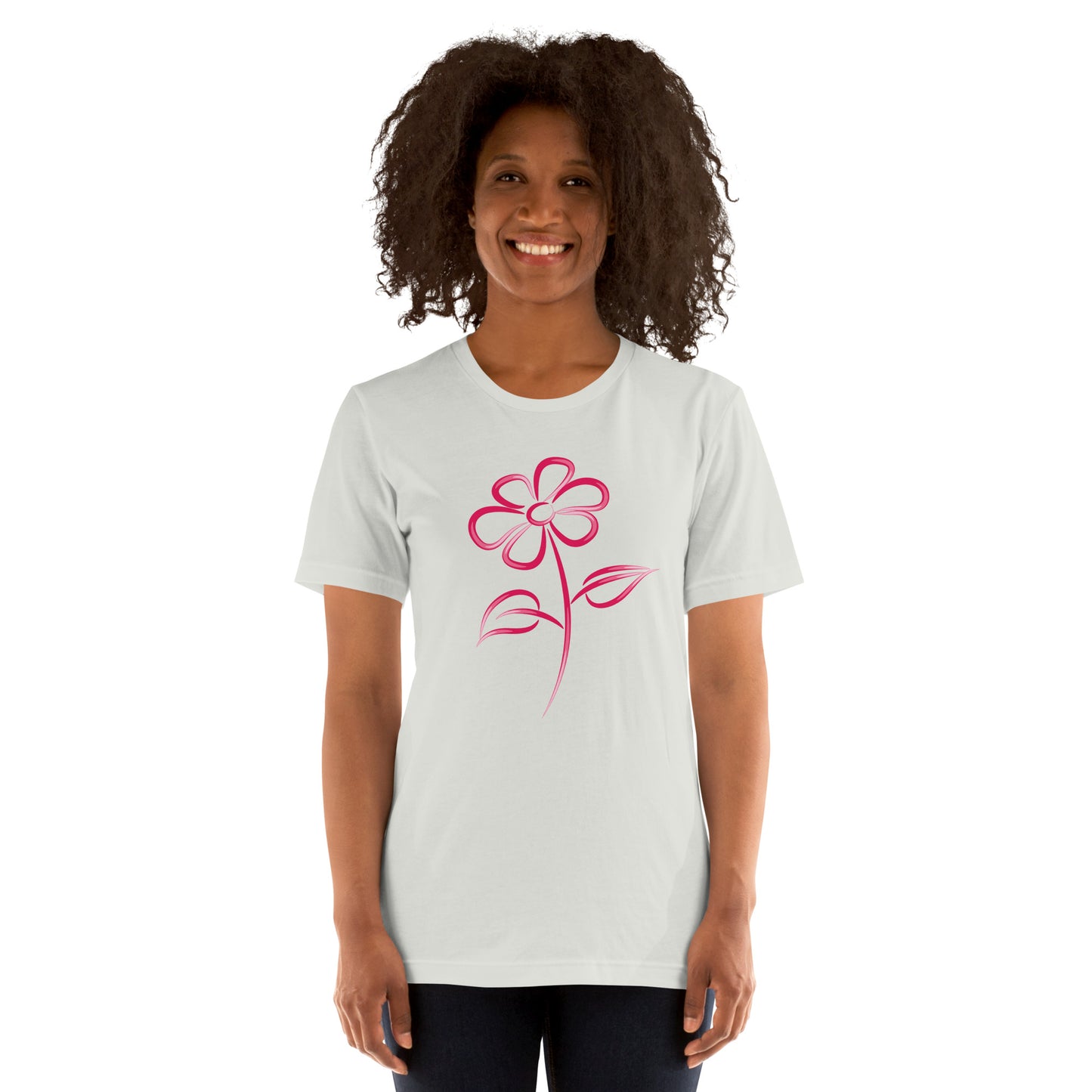 Fuchsia Flower Line Art Graphic Tee - Premium Cotton T-Shirt