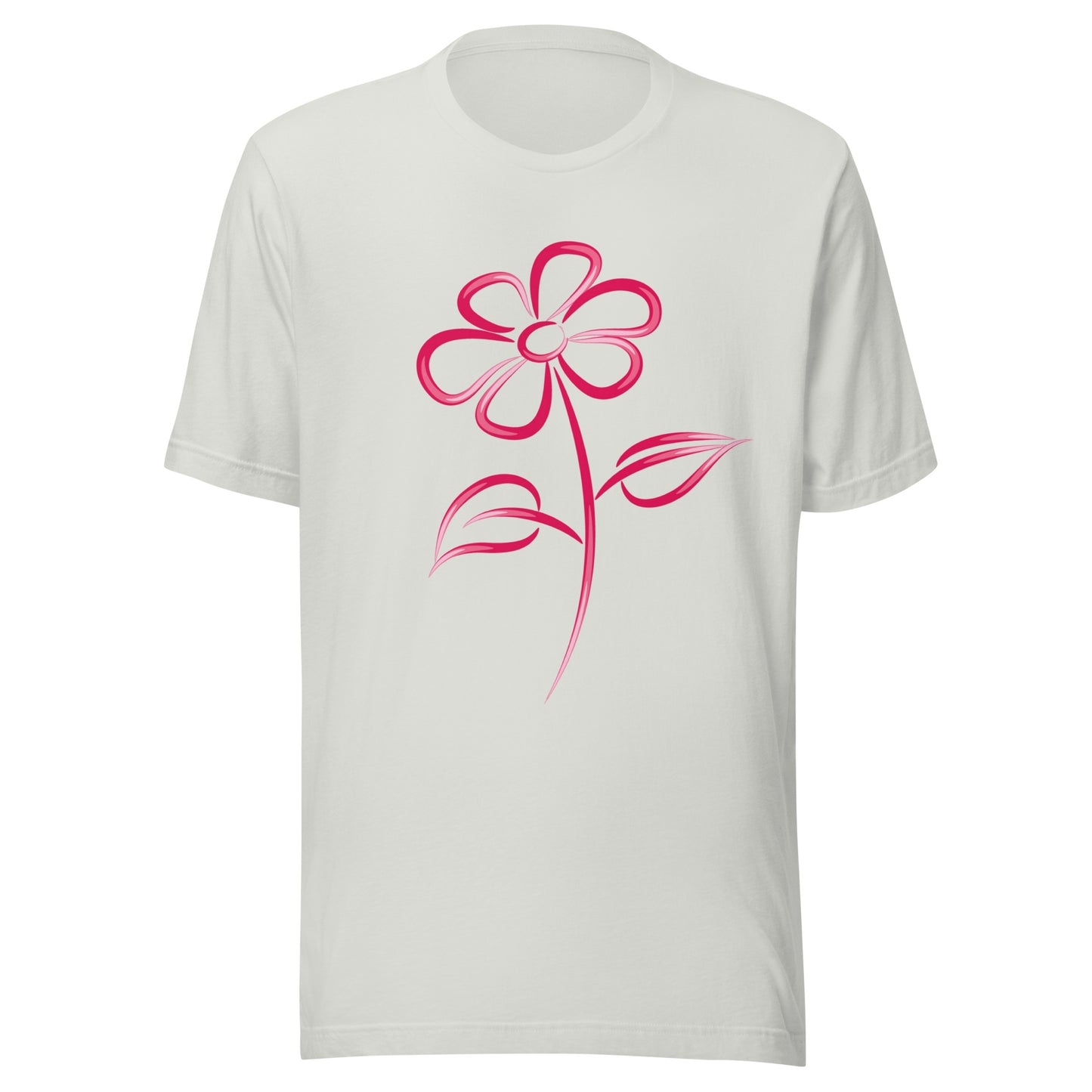 Fuchsia Flower Line Art Graphic Tee - Premium Cotton T-Shirt