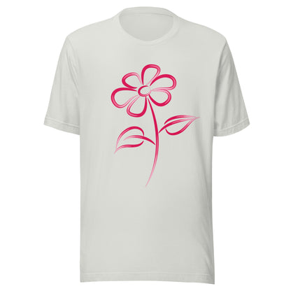 Fuchsia Flower Line Art Graphic Tee - Premium Cotton T-Shirt