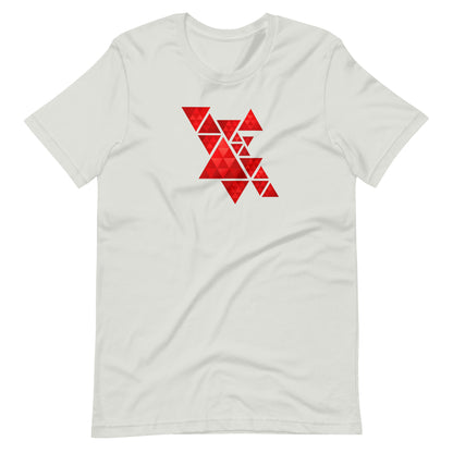 Geometric Red Triangles Graphic Tee - Abstract Mosaic Art T-Shirt
