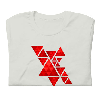 Geometric Red Triangles Graphic Tee - Abstract Mosaic Art T-Shirt