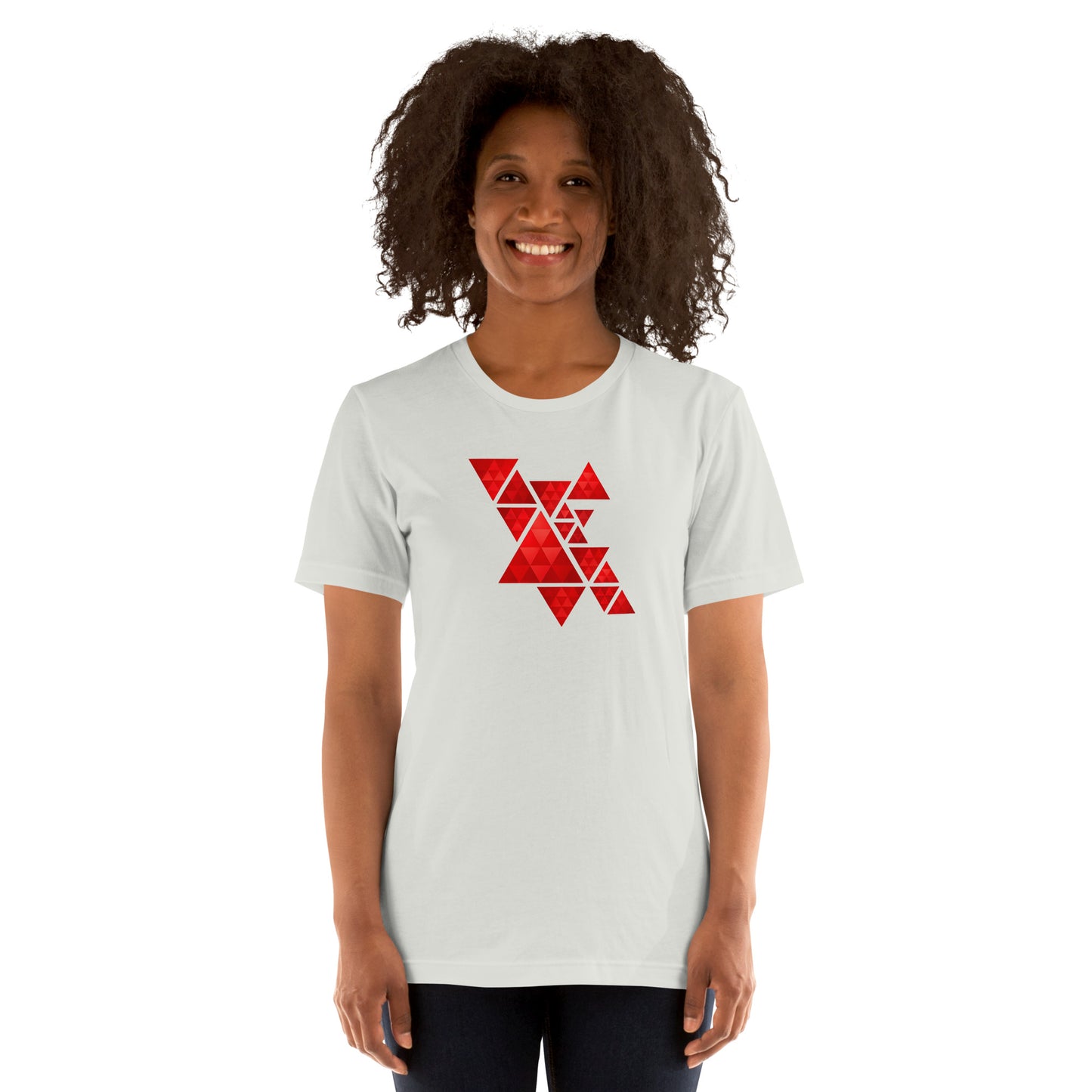 Geometric Red Triangles Graphic Tee - Abstract Mosaic Art T-Shirt