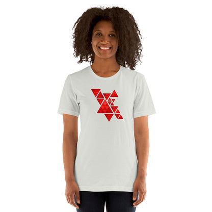 Geometric Red Triangles Graphic Tee - Abstract Mosaic Art T-Shirt