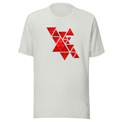 Geometric Red Triangles Graphic Tee - Abstract Mosaic Art T-Shirt
