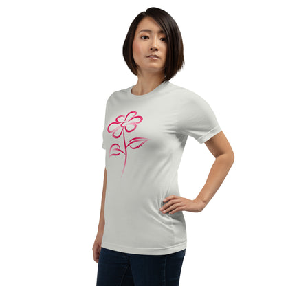 Fuchsia Flower Line Art Graphic Tee - Premium Cotton T-Shirt