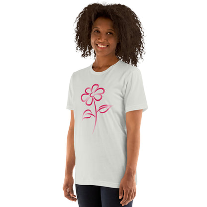 Fuchsia Flower Line Art Graphic Tee - Premium Cotton T-Shirt