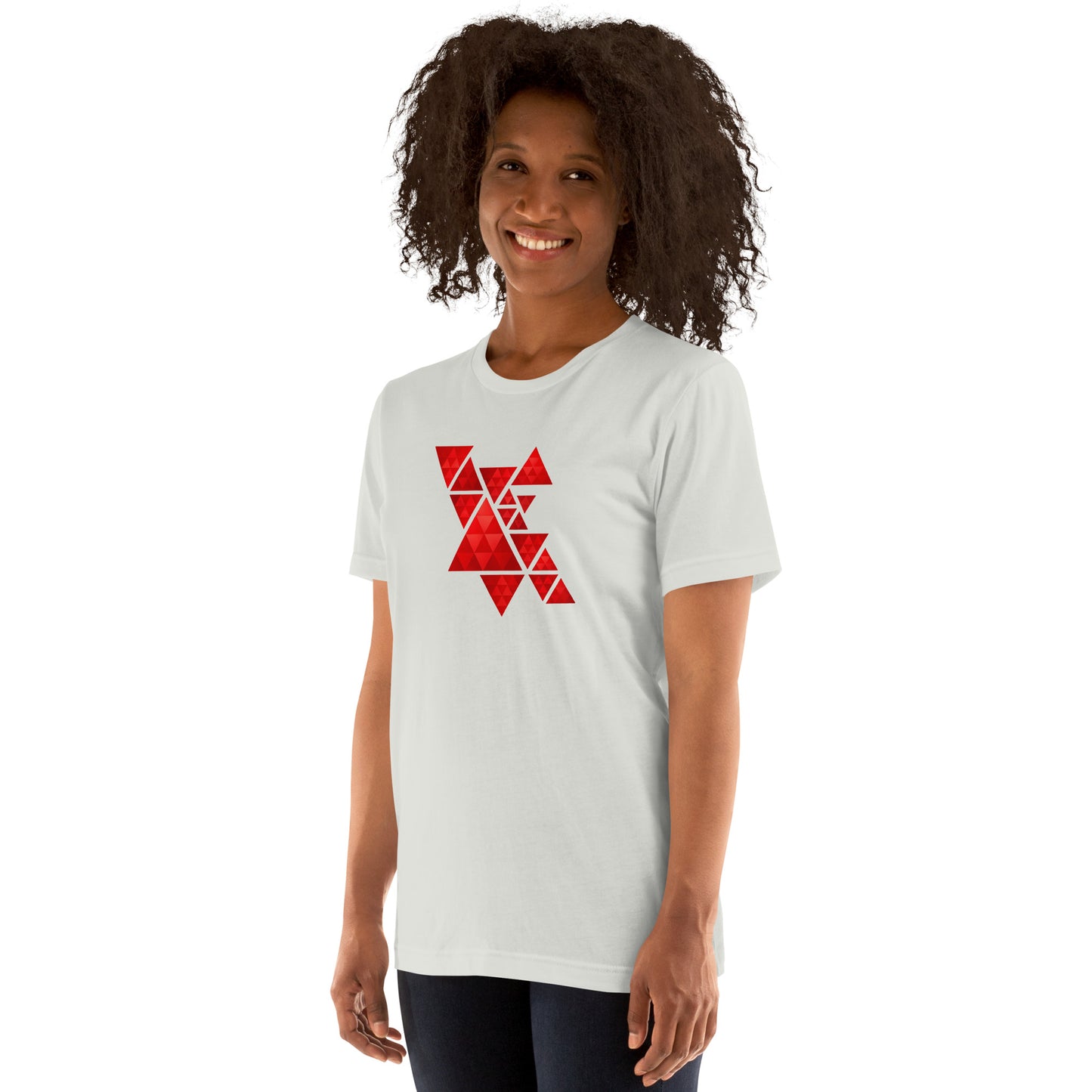 Geometric Red Triangles Graphic Tee - Abstract Mosaic Art T-Shirt