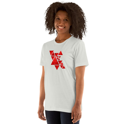 Geometric Red Triangles Graphic Tee - Abstract Mosaic Art T-Shirt