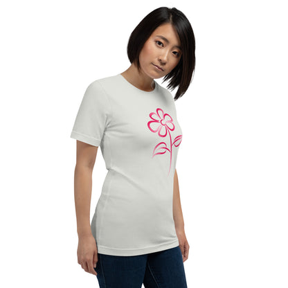 Fuchsia Flower Line Art Graphic Tee - Premium Cotton T-Shirt