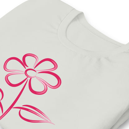 Fuchsia Flower Line Art Graphic Tee - Premium Cotton T-Shirt