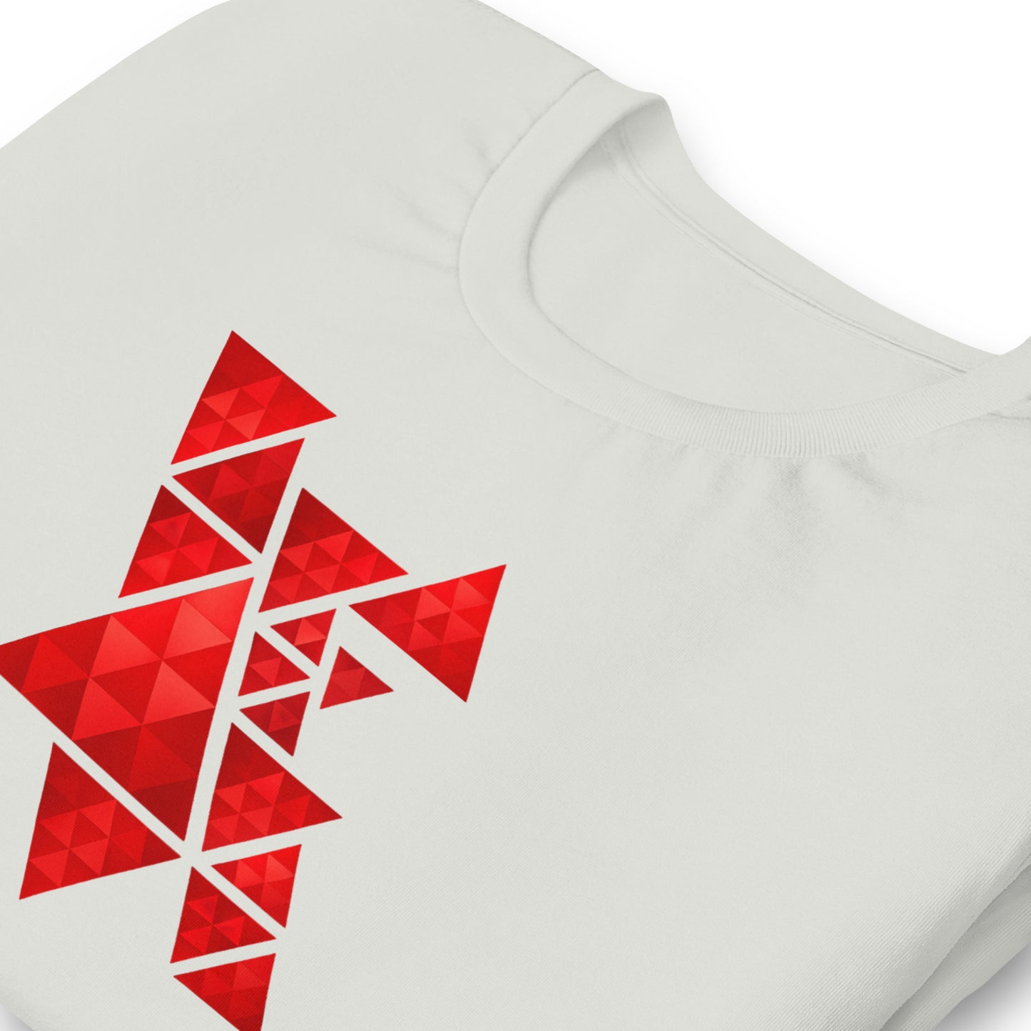 Geometric Red Triangles Graphic Tee - Abstract Mosaic Art T-Shirt