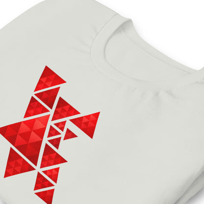Geometric Red Triangles Graphic Tee - Abstract Mosaic Art T-Shirt