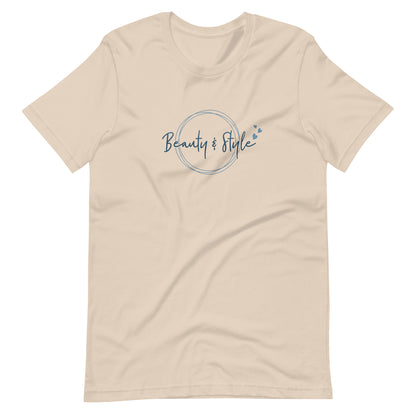 Elyx "Beauty & Style" Elegant Graphic Tee - Minimalist Script Design for Women