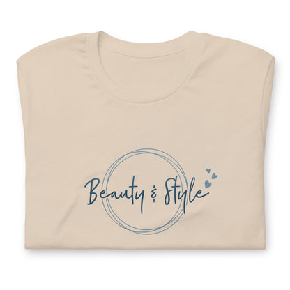 Elyx "Beauty & Style" Elegant Graphic Tee - Minimalist Script Design for Women