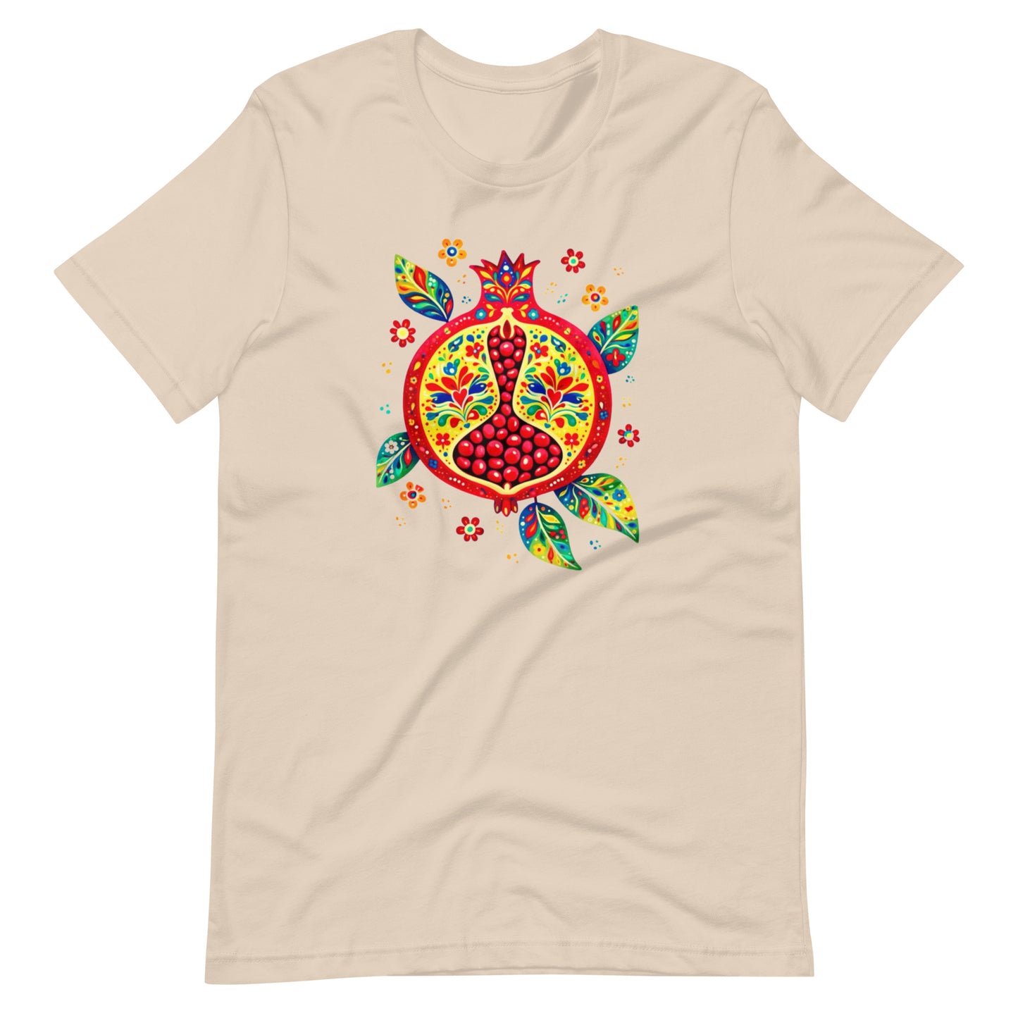 Elyx "Vibrant Pomegranate" Folk Art Graphic Tee - Premium Soft Cotton T-Shirt for Women