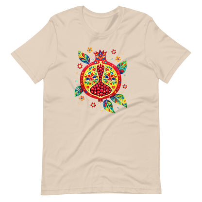 Elyx "Vibrant Pomegranate" Folk Art Graphic Tee - Premium Soft Cotton T-Shirt for Women