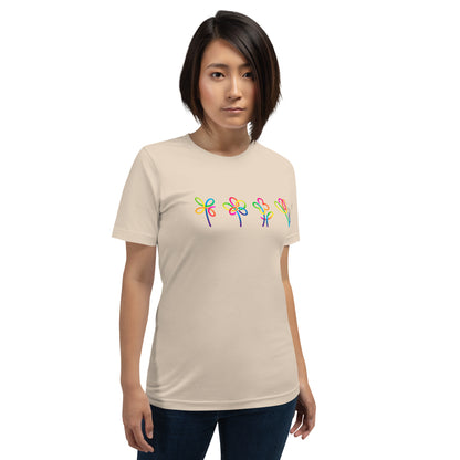 Elyx Artistic Rainbow Doodles Floral Tee - Positive Energy Woman Graphic T-Shirt