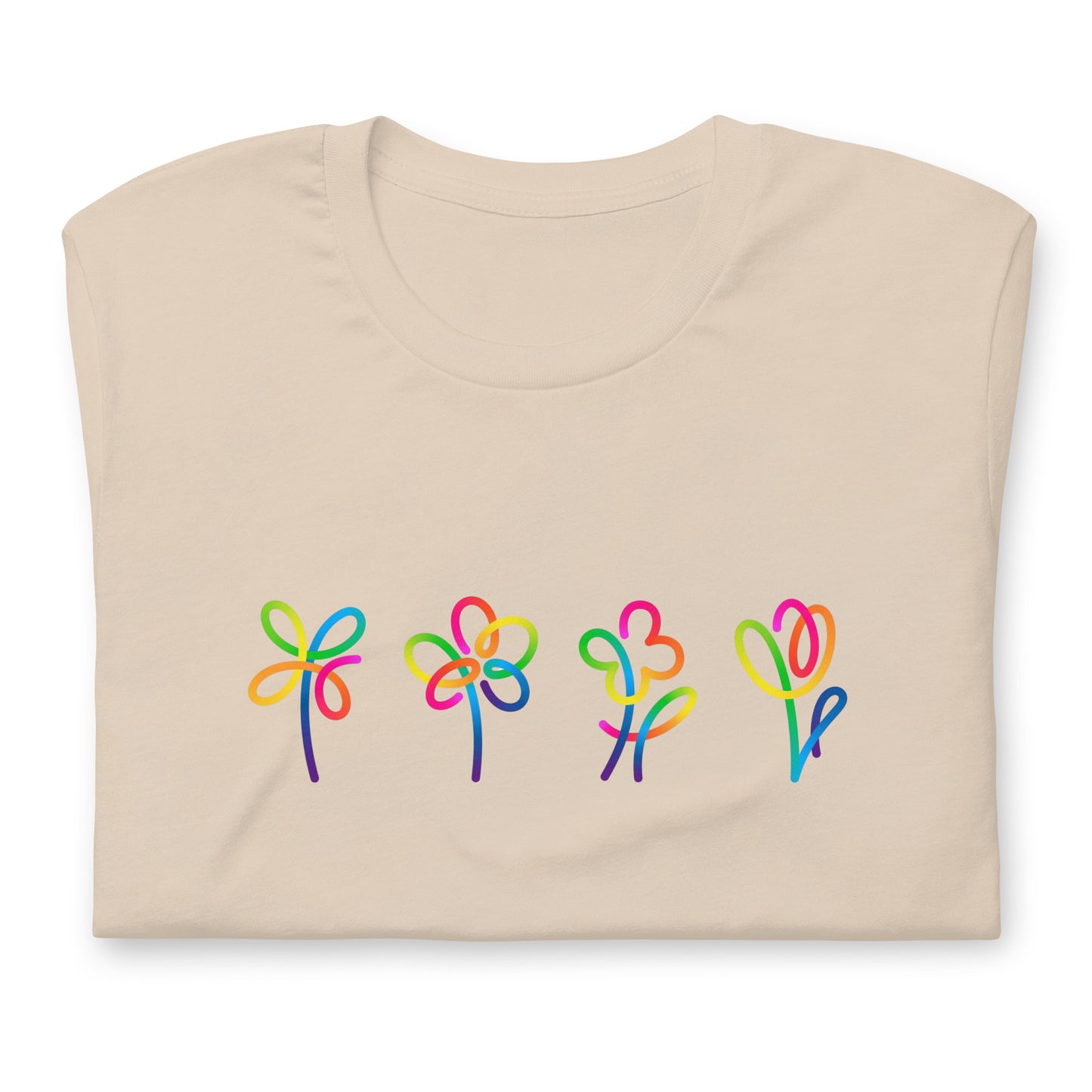 Elyx Artistic Rainbow Doodles Floral Tee - Positive Energy Woman Graphic T-Shirt
