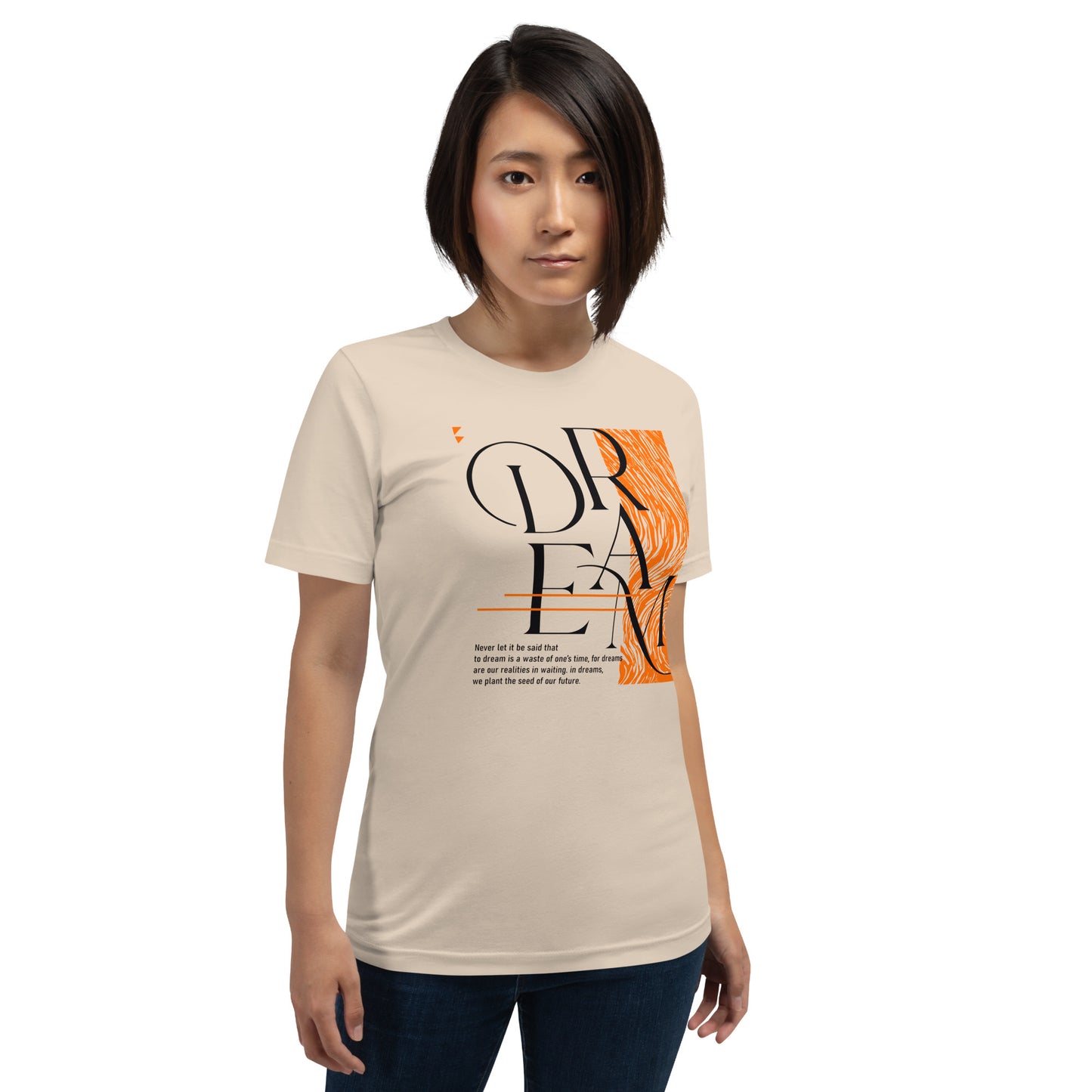 Dream Avant-Garde Typographic Tee - Abstract Minimalist Women's Streetwear T-Shirt