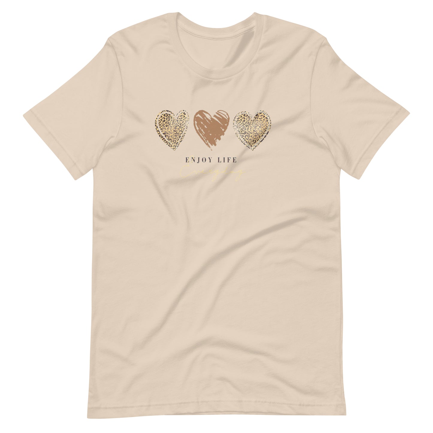 Leopard Heart Graphic Tee - Enjoy Life Everyday Aesthetic Boho T-Shirt - Cozy  Top