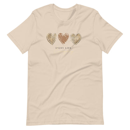 Leopard Heart Graphic Tee - Enjoy Life Everyday Aesthetic Boho T-Shirt - Cozy  Top