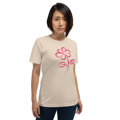 Fuchsia Flower Line Art Graphic Tee - Premium Cotton T-Shirt