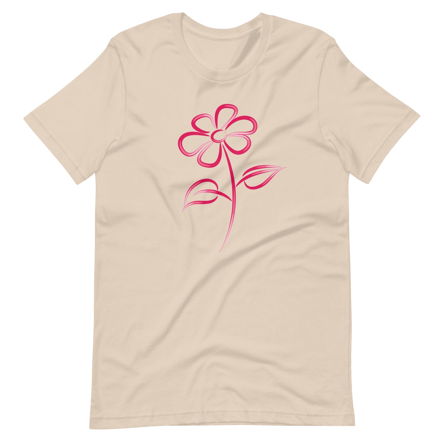 Fuchsia Flower Line Art Graphic Tee - Premium Cotton T-Shirt