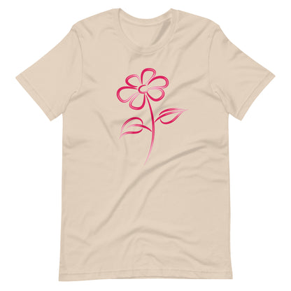 Fuchsia Flower Line Art Graphic Tee - Premium Cotton T-Shirt