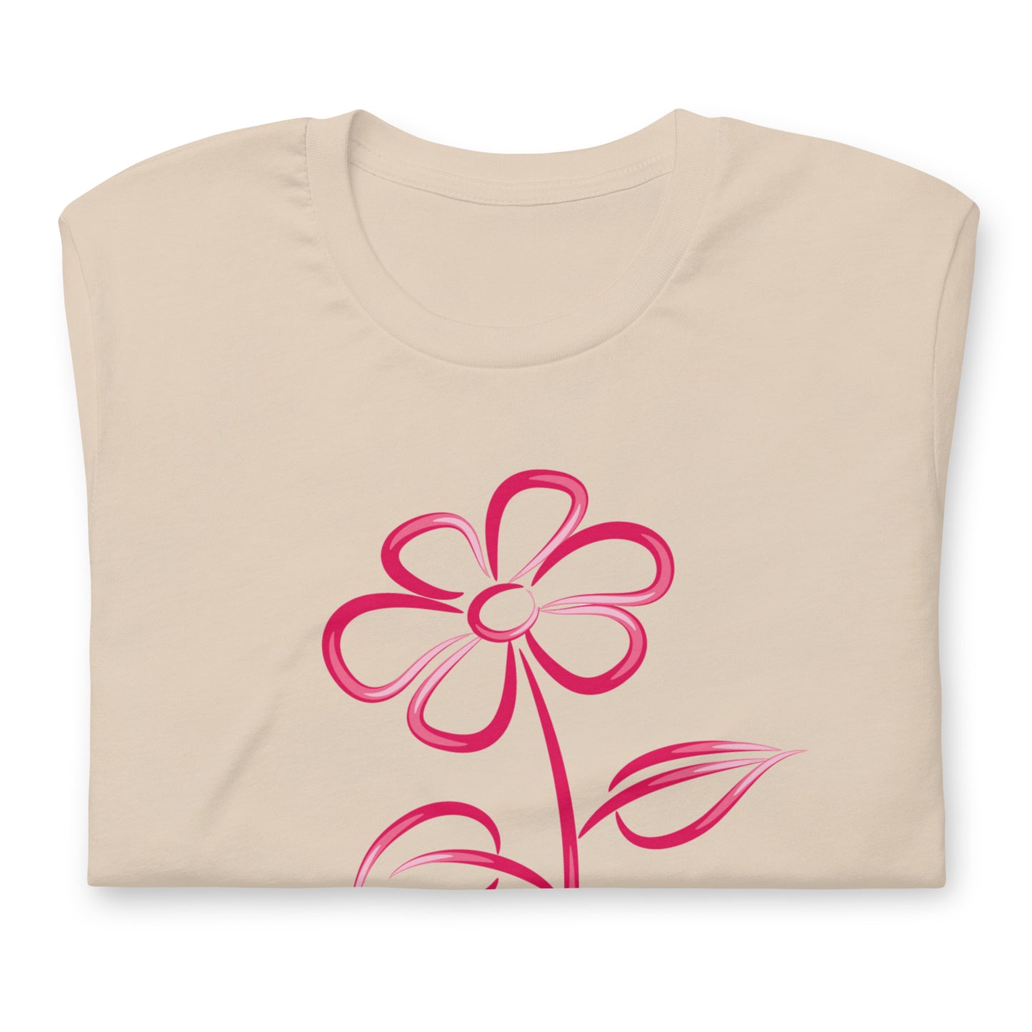 Fuchsia Flower Line Art Graphic Tee - Premium Cotton T-Shirt
