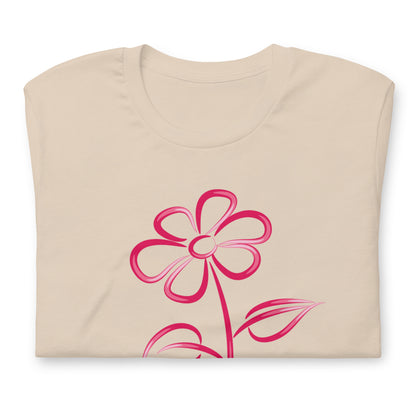 Fuchsia Flower Line Art Graphic Tee - Premium Cotton T-Shirt