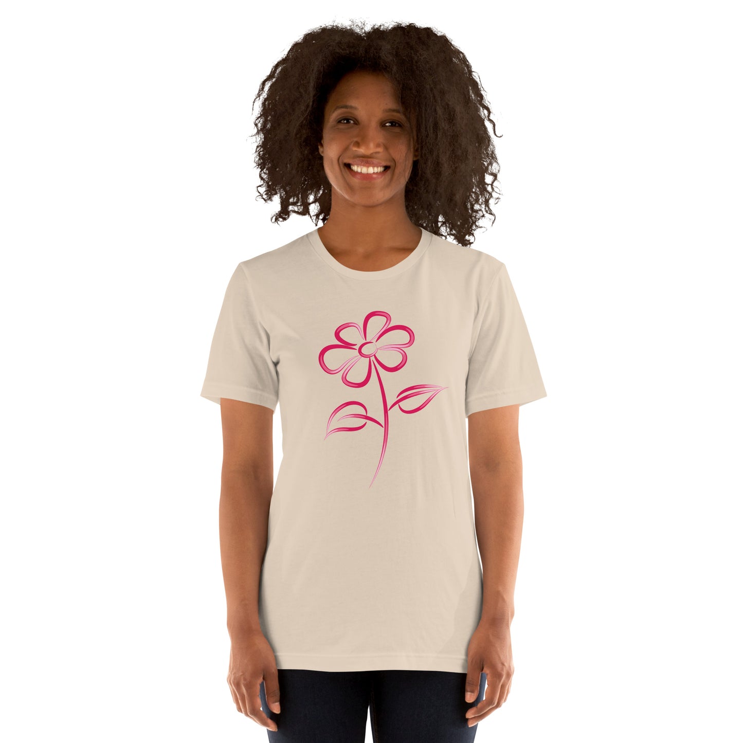 Fuchsia Flower Line Art Graphic Tee - Premium Cotton T-Shirt
