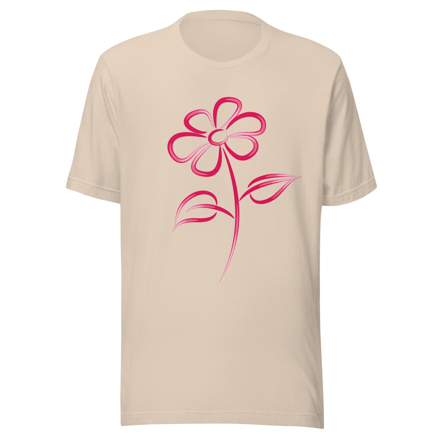 Fuchsia Flower Line Art Graphic Tee - Premium Cotton T-Shirt